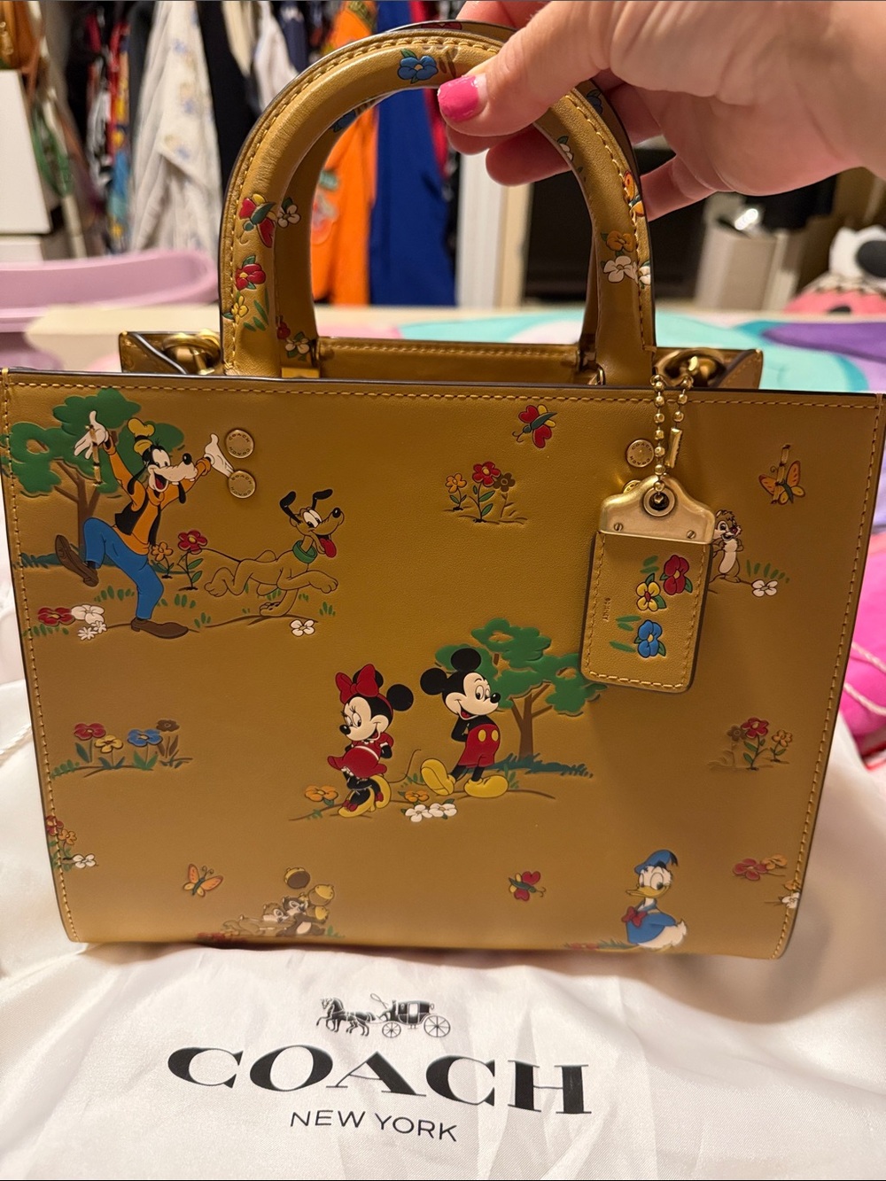 Coach rogue 25 limited edition  Mustard Yellow Disney Printed Leather rogue bag